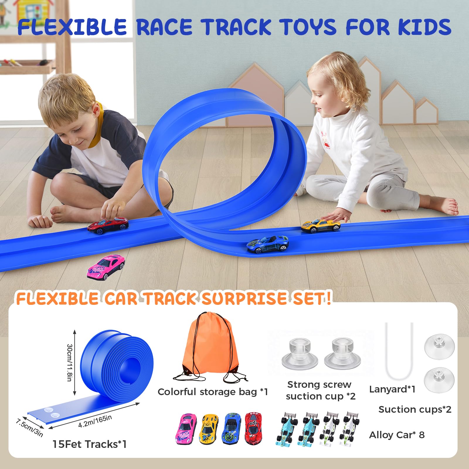 ZzzMgzzZ eight mini cars ready to race on the flexible track